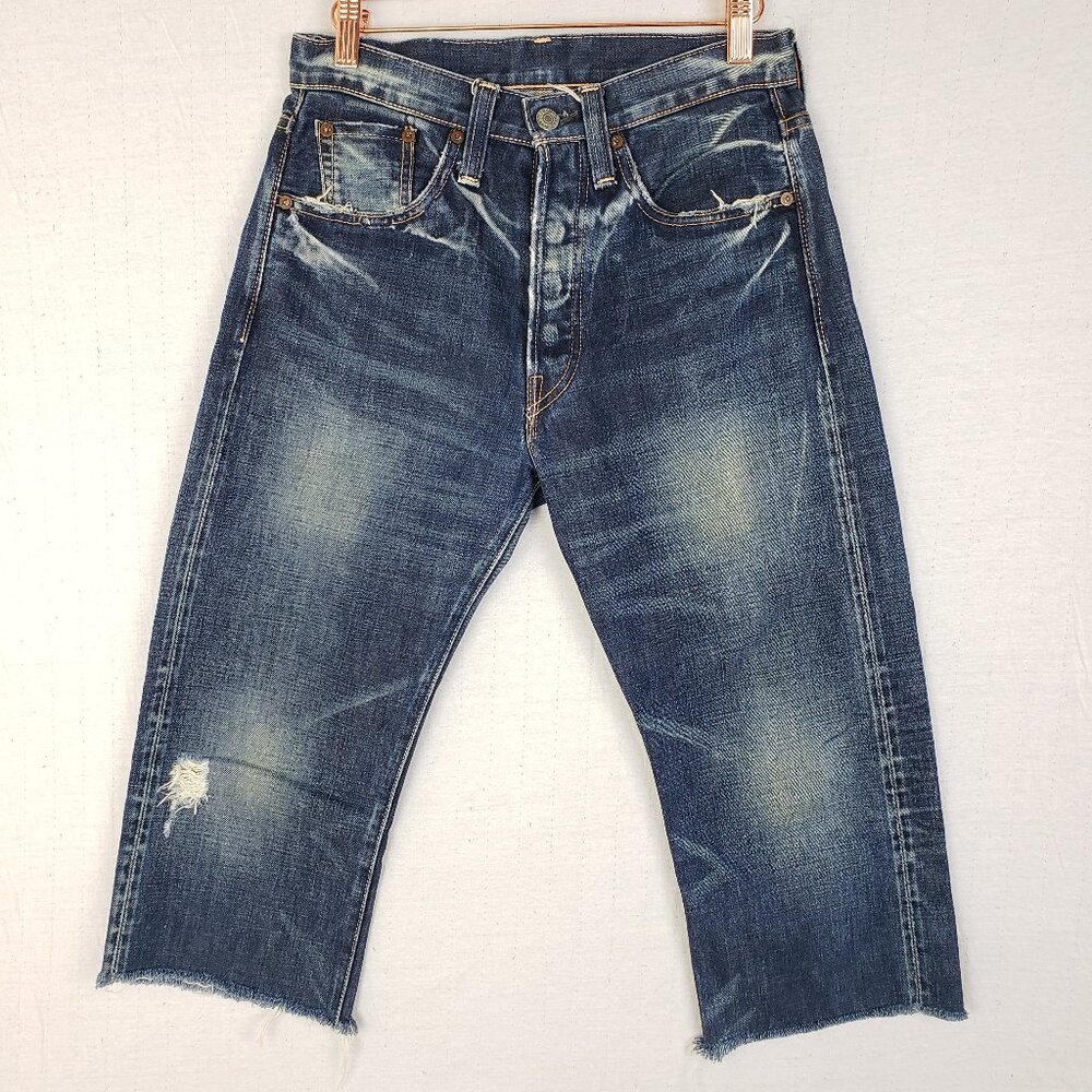 Vintage Levis 501 Jeans Japanese Selvedge Big E Cropped Distressed size W31*